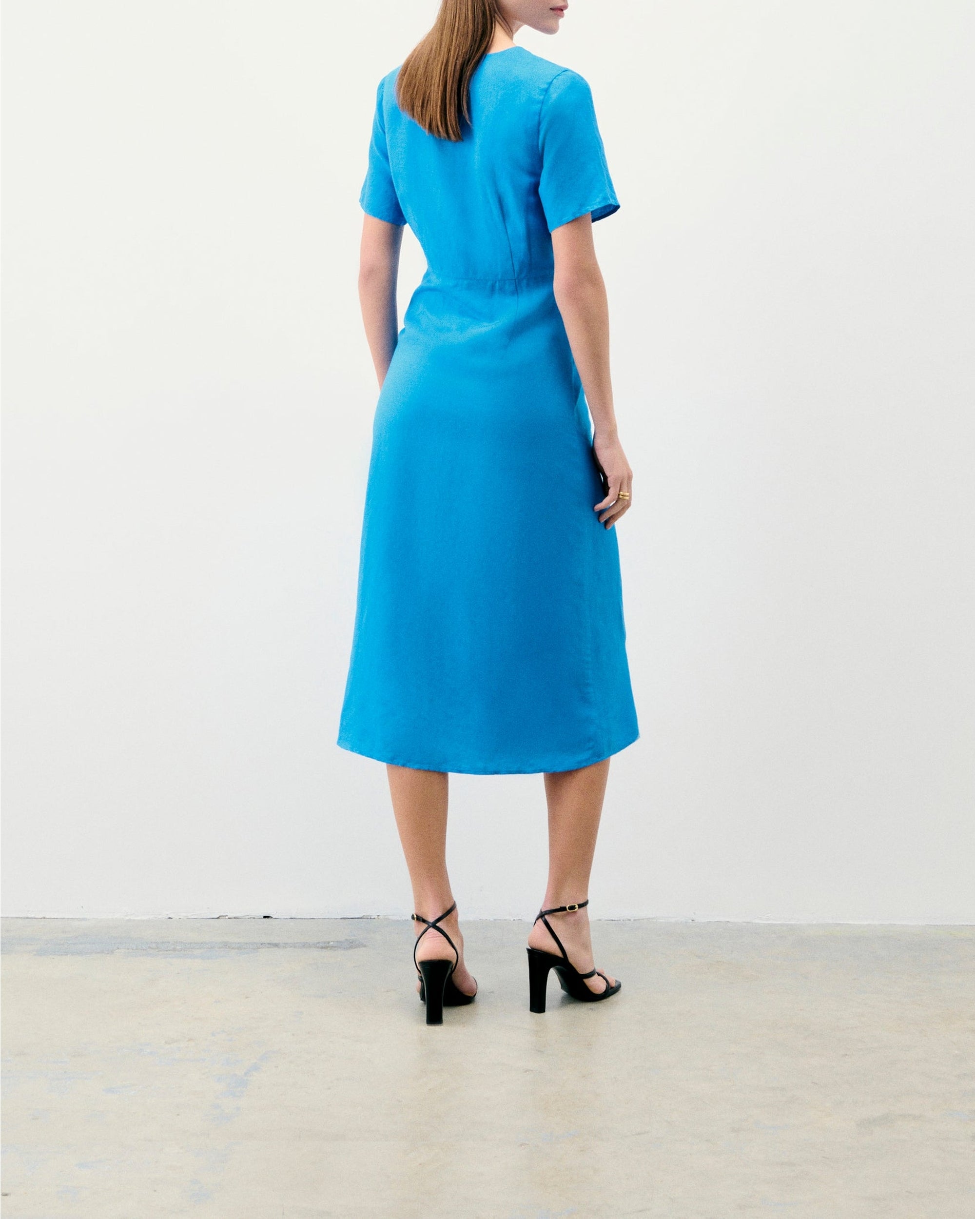 Robe longue en lin - Tropical Blue