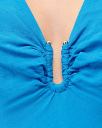 Robe longue en lin - Tropical Blue