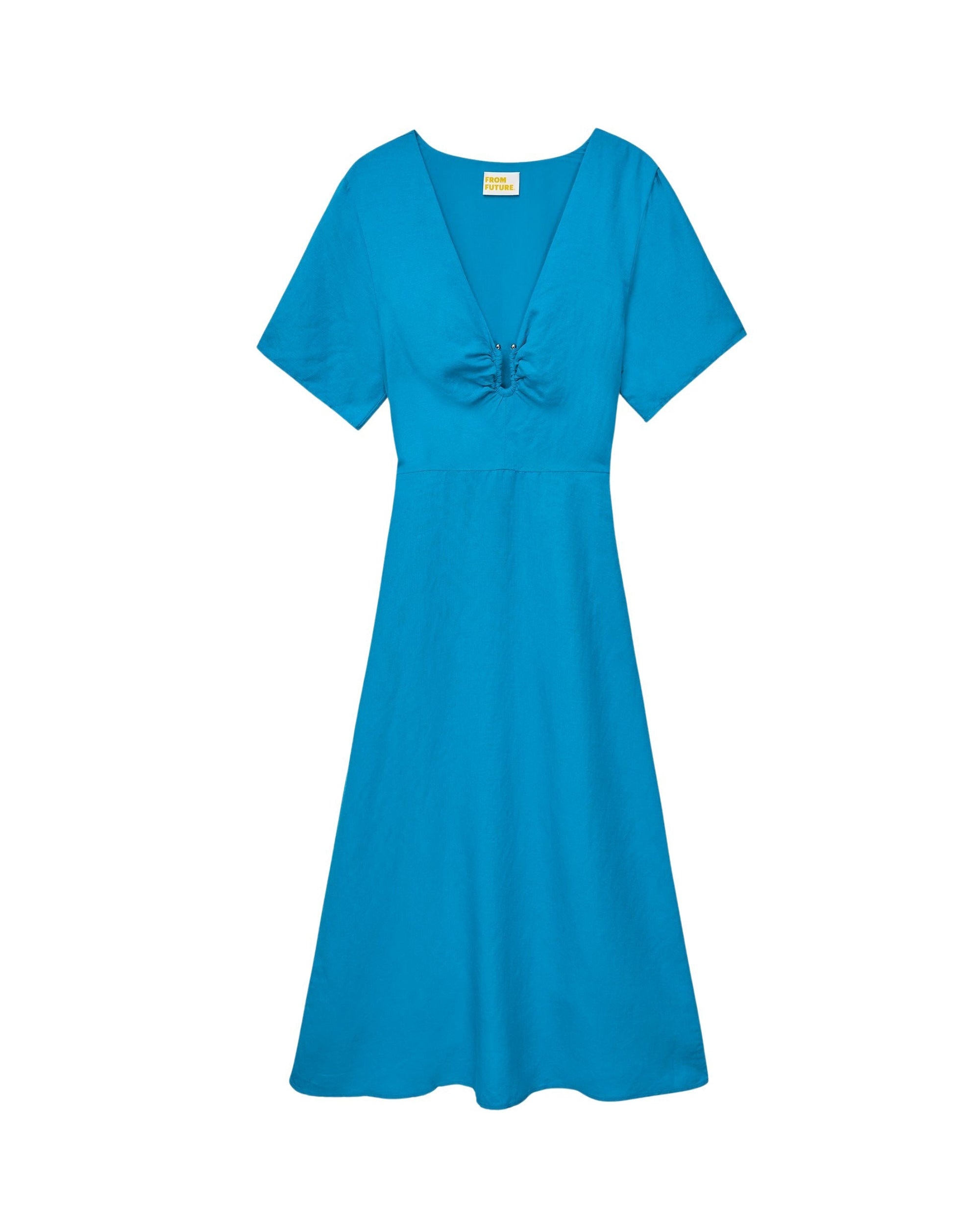 Robe Longue Manche Courte Arielle  - Tropical Blue
