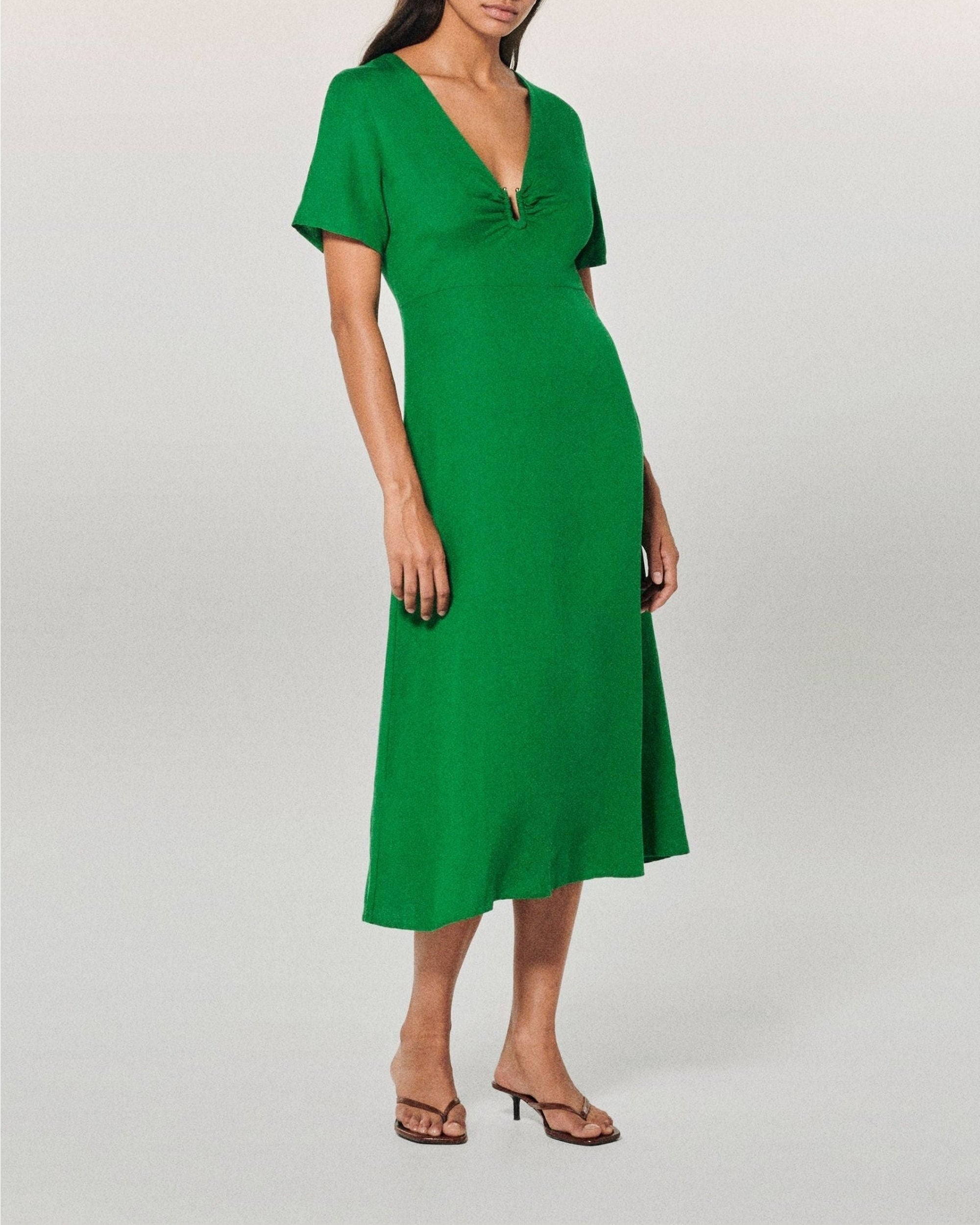 Robe longue en lin - Tropical Green