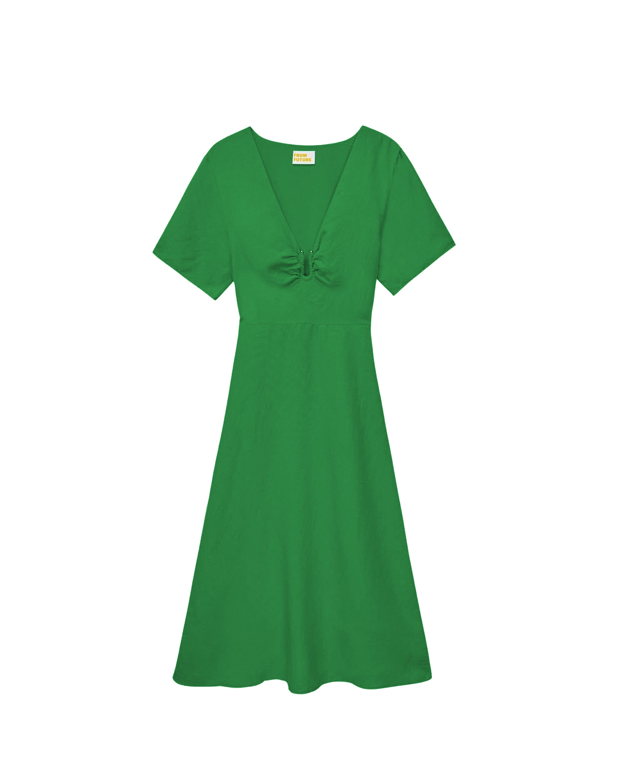 Robe Longue Manche Courte Arielle  - Tropical Green