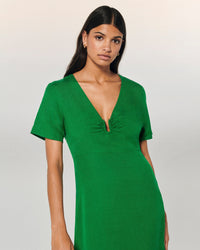 Robe Longue Manche Courte Arielle - Tropical Green