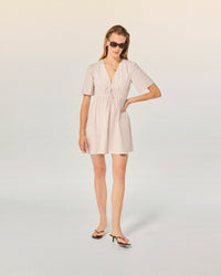 BEIGE RAYÉ / DJV / QTY : 13 / Robe Courte Manche Courte Flora - Beige Rayé