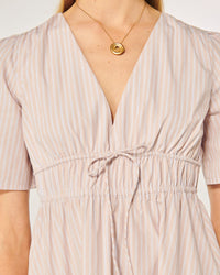 BEIGE RAYÉ / DJV / QTY : 13 / Robe Courte Manche Courte Flora - Beige Rayé