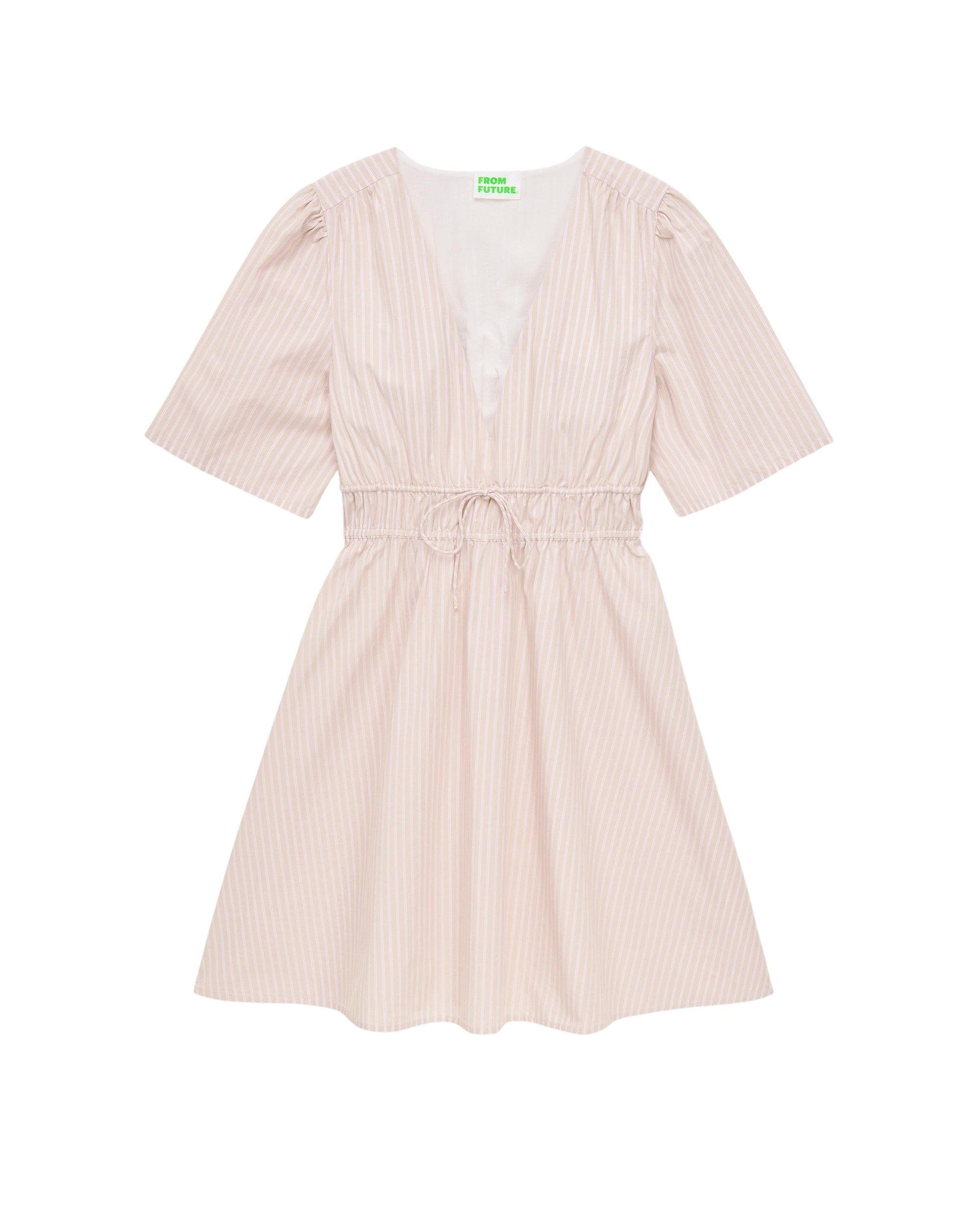 BEIGE RAYÉ / DJV / QTY : 13 / Robe Courte Manche Courte Flora - Beige Rayé