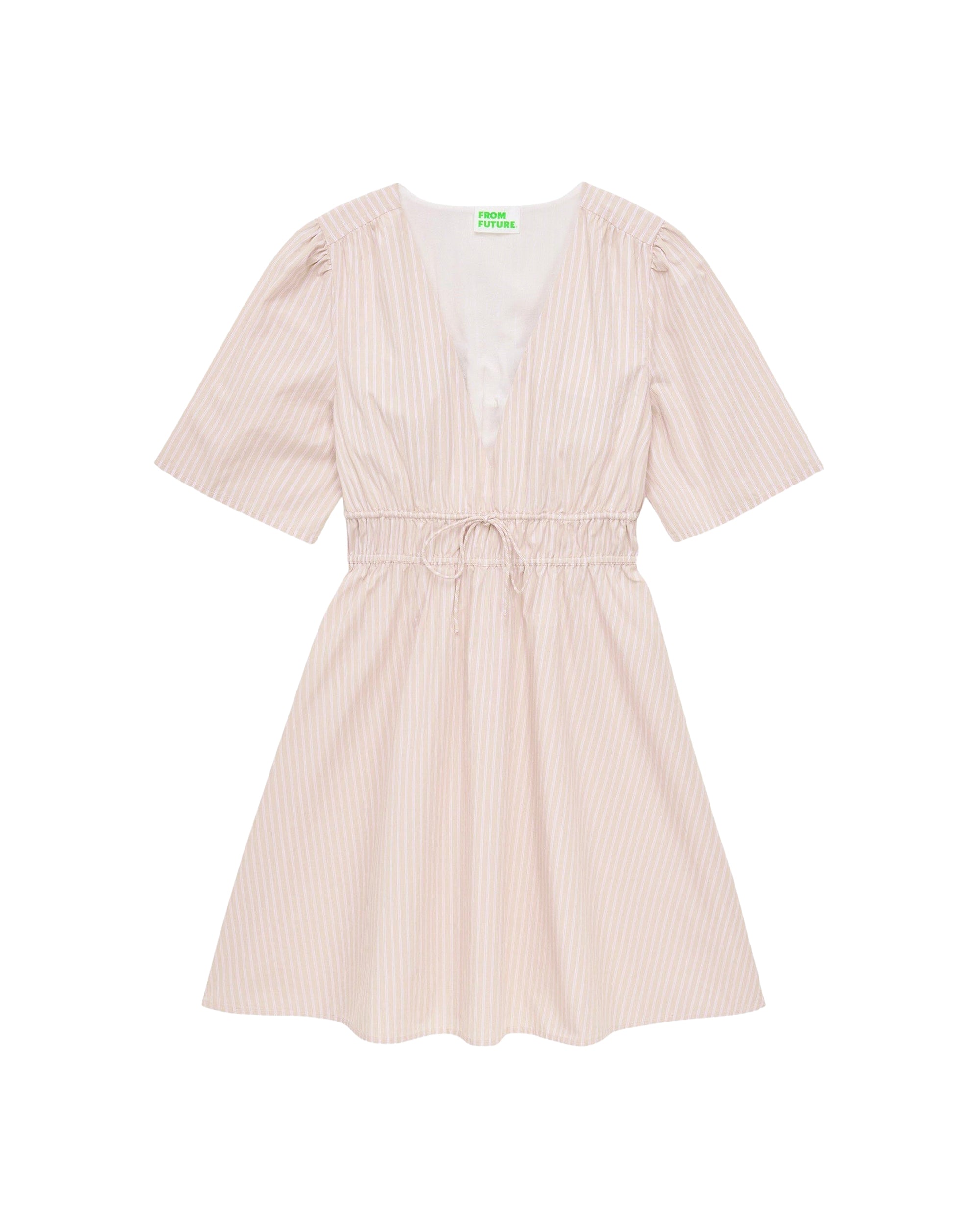 Short-sleeved dress - Beige Raye