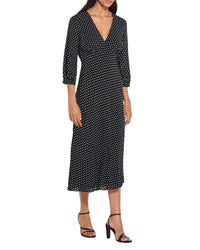 Robe longue évasée - Pois Noir
