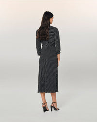 Robe longue évasée - Pois Noir