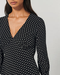 Robe longue évasée - Pois Noir