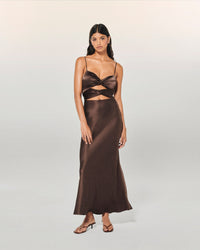 CHOCOLAT / DJV / QTY : 6 / Robe Longue Bretelle Naia - Chocolat