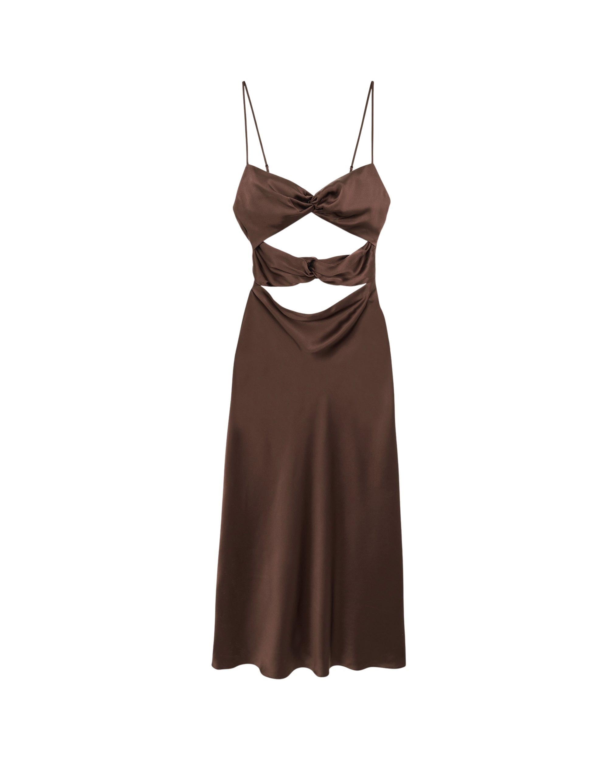 CHOCOLAT / DJV / QTY : 6 / Robe Longue Bretelle Naia - Chocolat