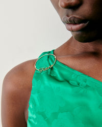 ROSES JACQUARD GREEN / DJV / QTY : 19 / Robe Longue Asymétrique Adele - Roses Jacquard Green
