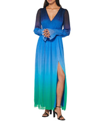 Y. ONLY PORTE / BLURRY OCEAN / DJV / QTY : 90 / Robe Longue Manche Longue Mousseline - Blurry Ocean
