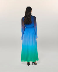Y. ONLY PORTE / BLURRY OCEAN / DJV / QTY : 90 / Robe Longue Manche Longue Mousseline - Blurry Ocean