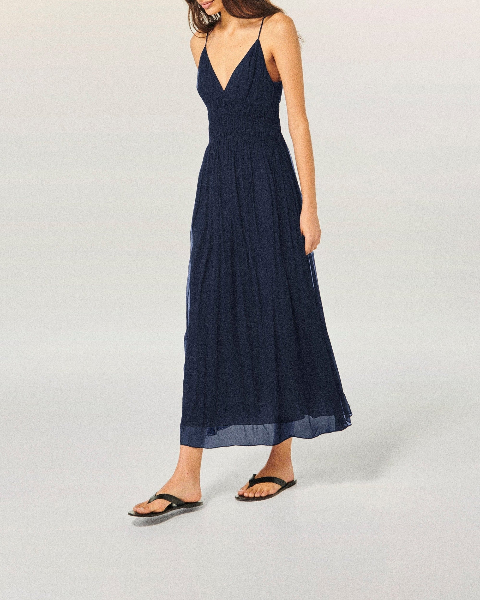 Robe longue à bretelles Sofia - Navy