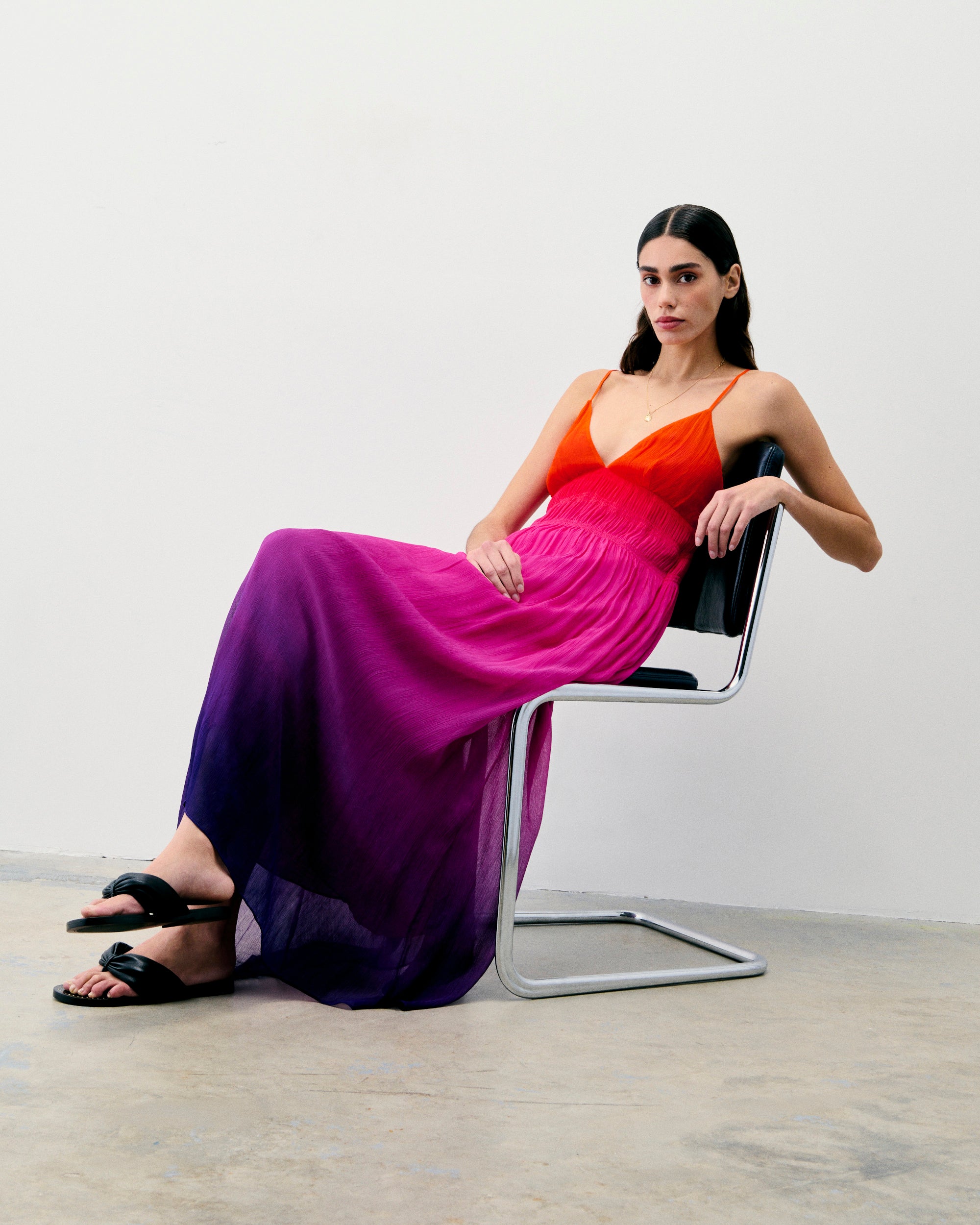 BLURRY SUNSET / NEW / QTY : 1 / Robe Longue Bretelle Sofia - Blurry Sunset