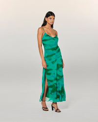 Y. ONLY PORTE / MARVELOUS GREEN / NEW / QTY : 1 / Robe Longue Bretelle Mousseline - Marvelous Green