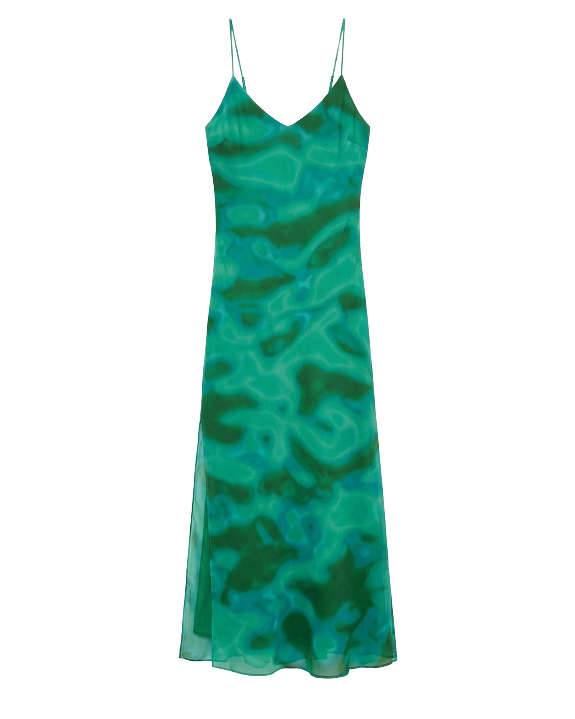 Robe longue à bretelles en mousseline - Marvelous Green