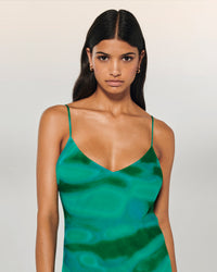 Y. ONLY PORTE / MARVELOUS GREEN / NEW / QTY : 1 / Robe Longue Bretelle Mousseline - Marvelous Green