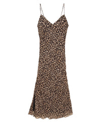 Robe longue à bretelles en mousseline - Winter Leopard