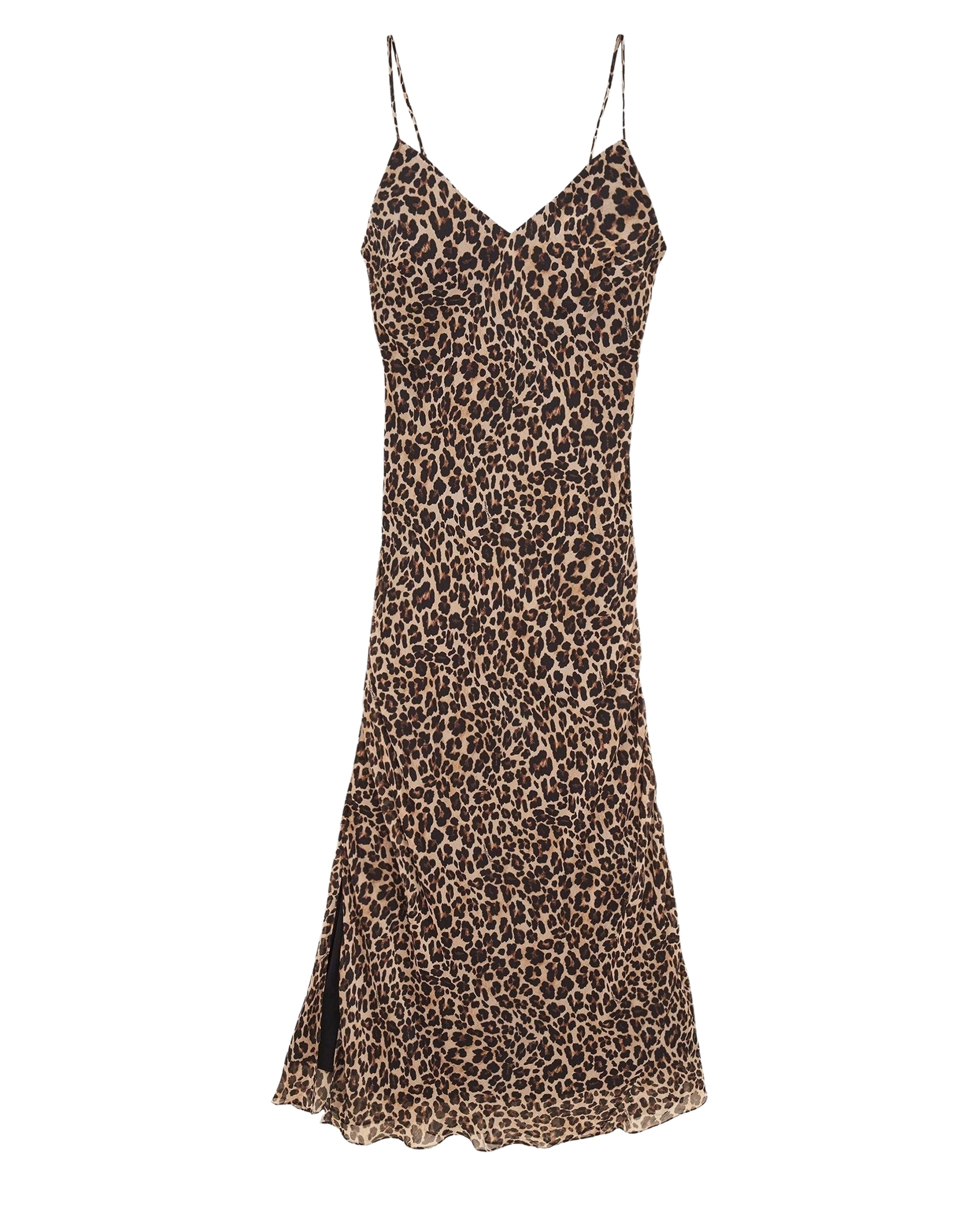 Robe longue à bretelles en mousseline - Winter Leopard