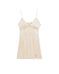 Robe courte à bretelles Tessia en soie - Champagne