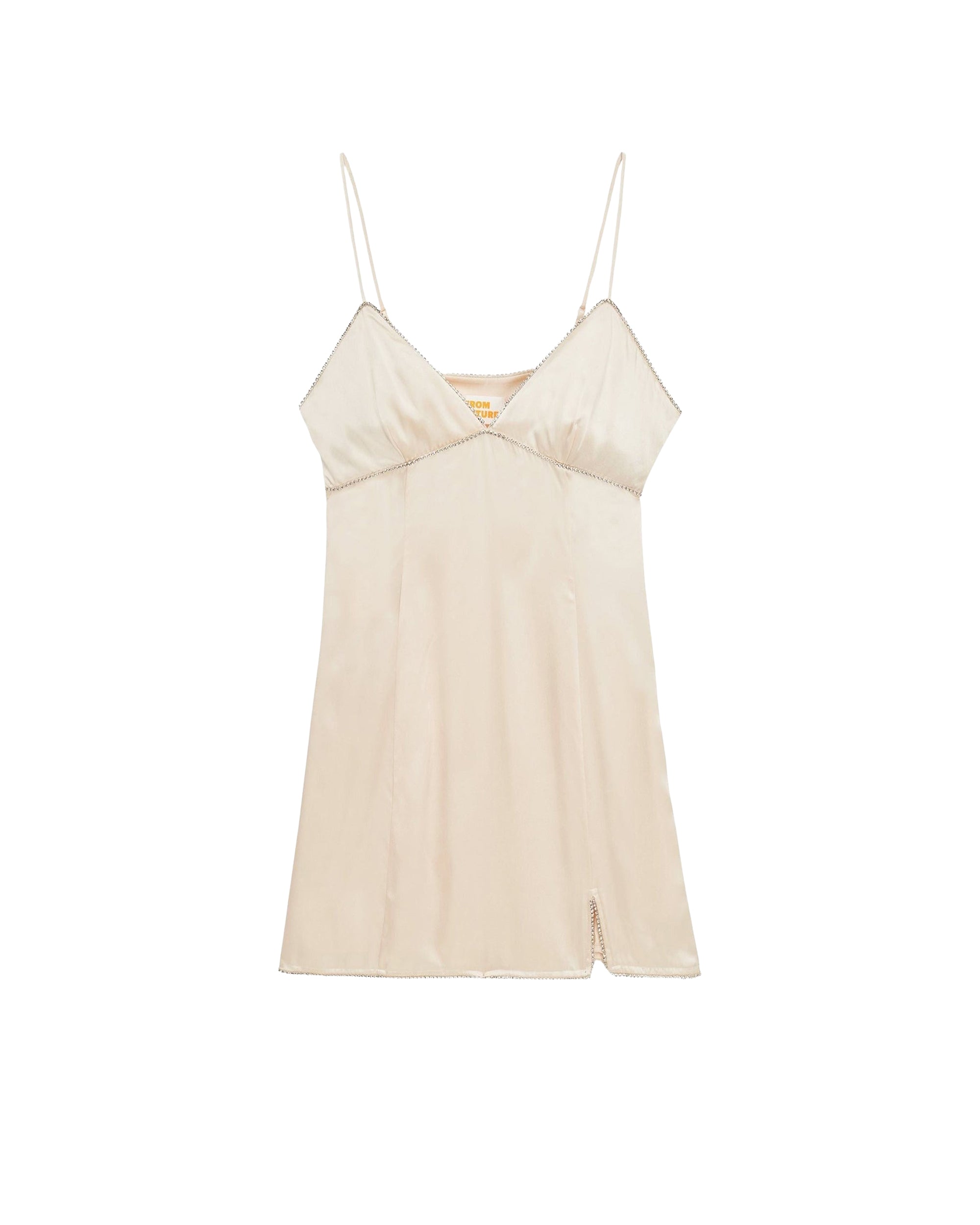 Robe courte à bretelles Tessia en soie - Champagne