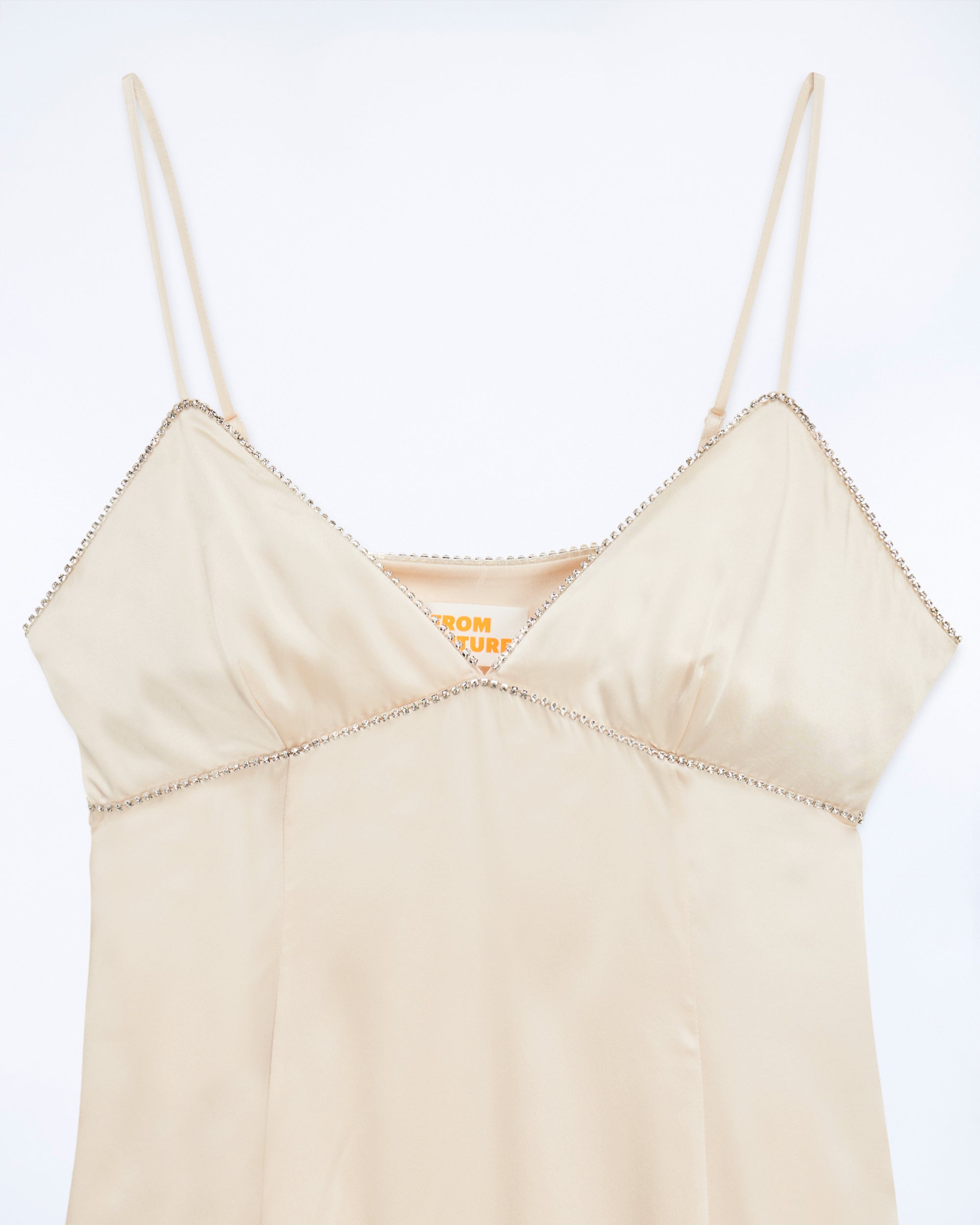 Robe courte à bretelles Tessia en soie - Champagne