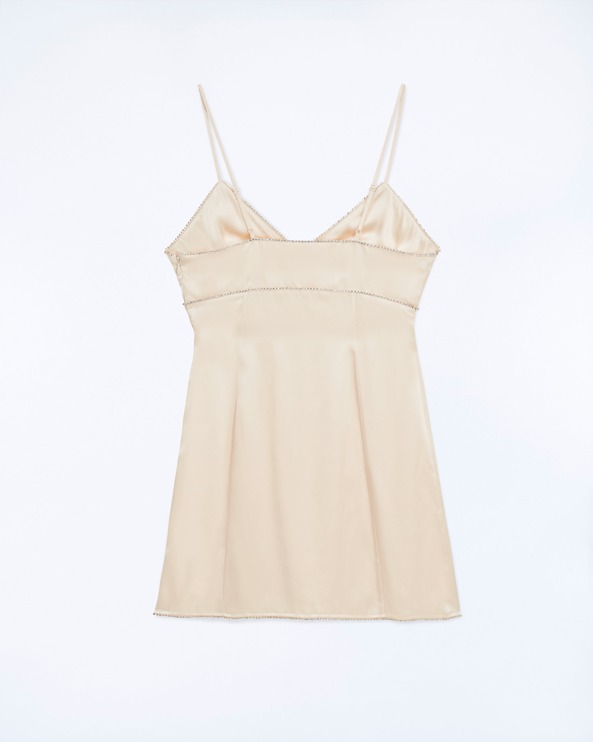Robe courte à bretelles Tessia en soie - Champagne