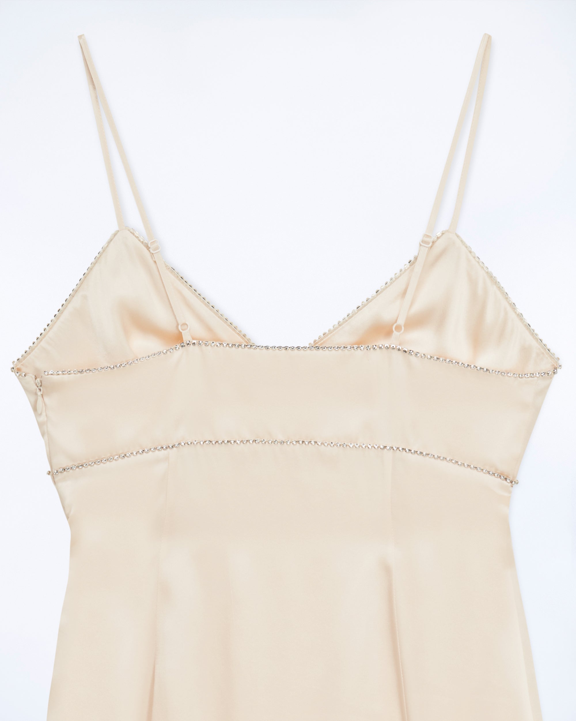 Robe courte à bretelles Tessia en soie - Champagne