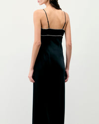 Robe longue à bretelles Tess en soie - Noir