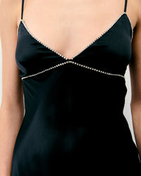 Robe longue à bretelles Tess en soie - Noir