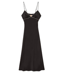 Robe longue à bretelles Tess en soie - Noir