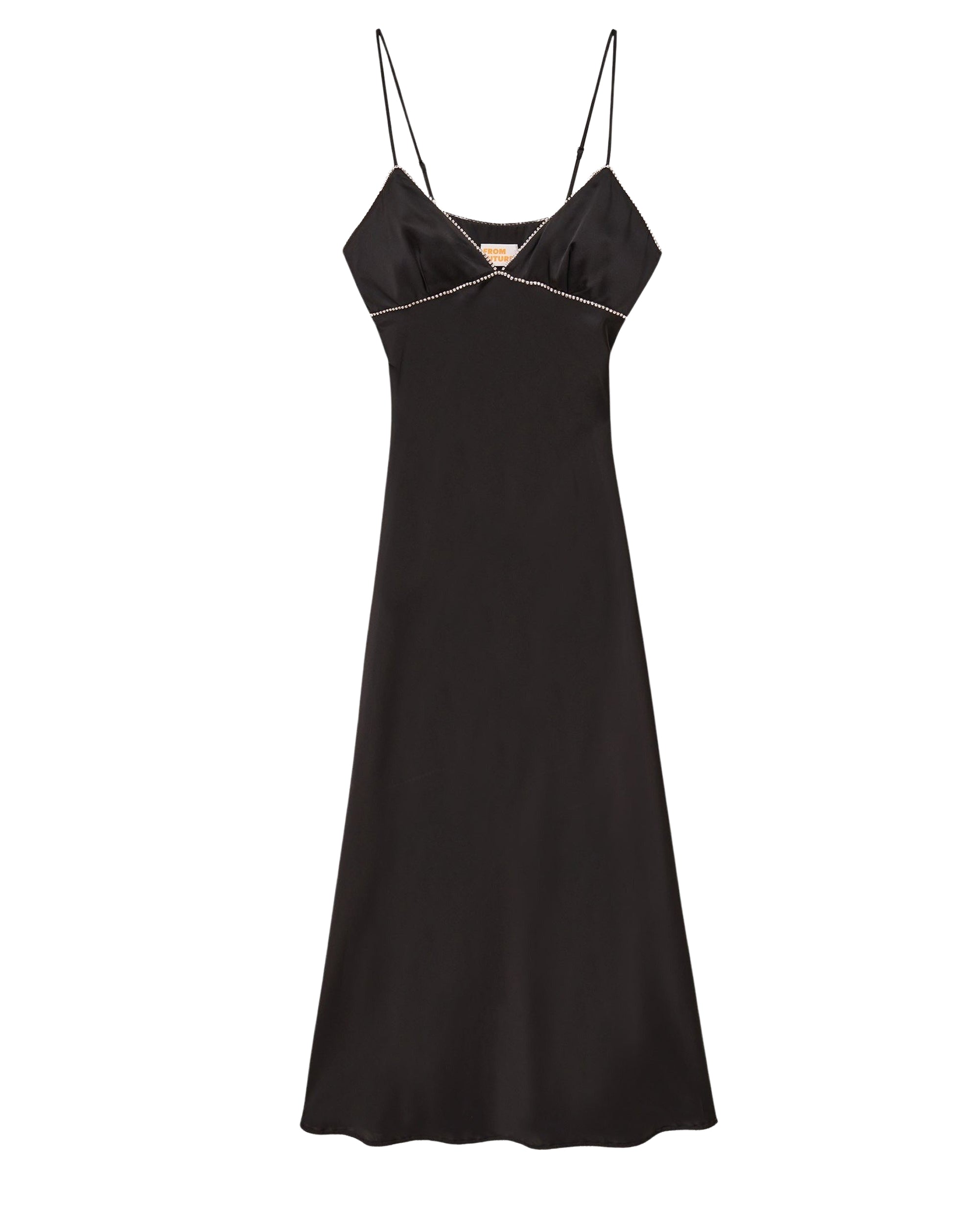 Robe longue à bretelles Tess en soie - Noir