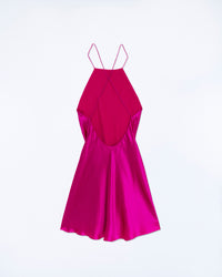 Robe courte à bretelles Selena en soie - Raspberry Pink