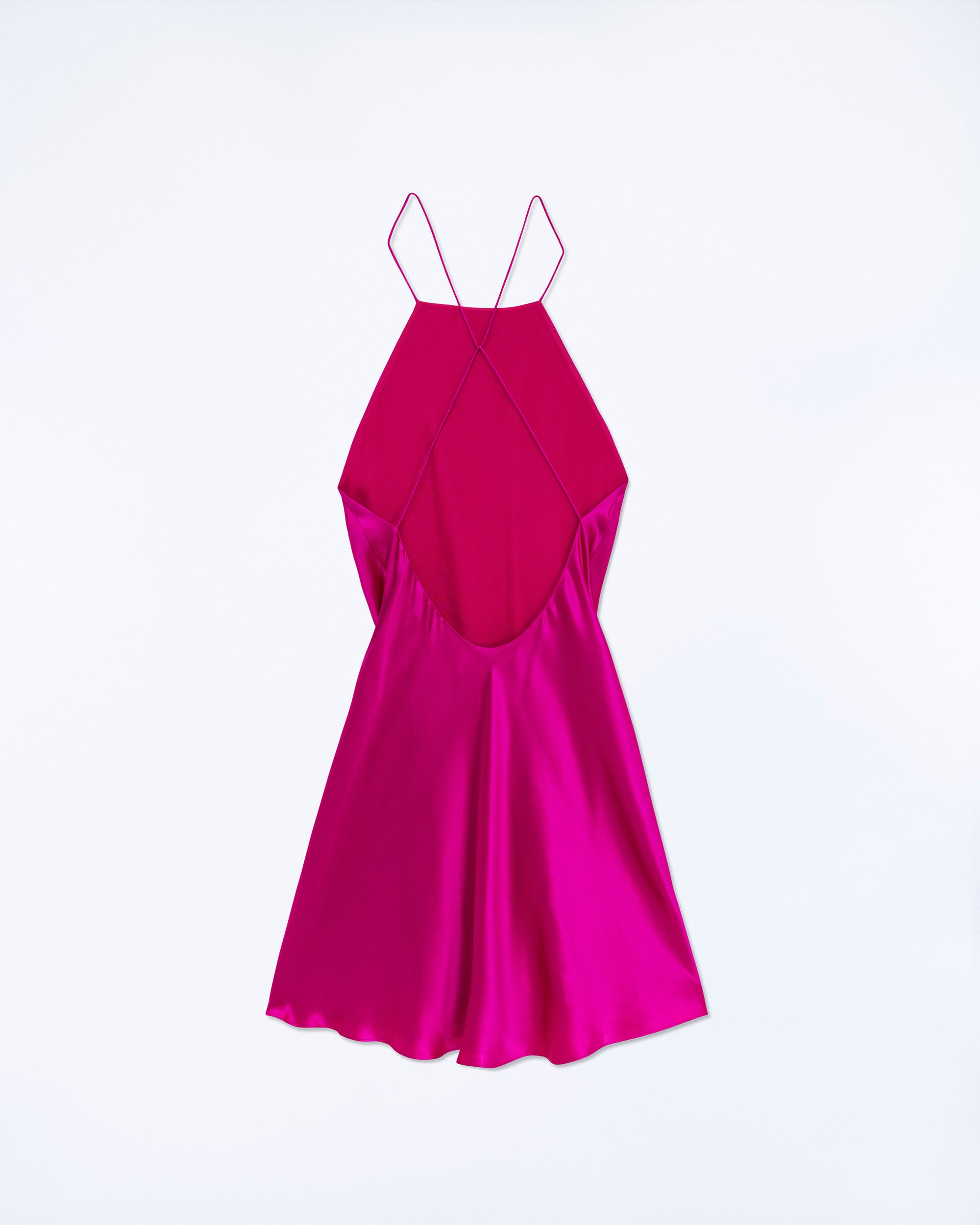 Robe courte à bretelles Selena en soie - Raspberry Pink