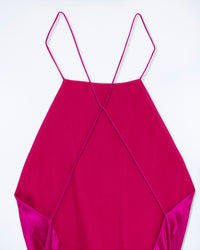 Robe courte à bretelles Selena en soie - Raspberry Pink