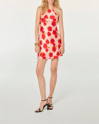 Robe courte à bretelles Selena en soie - Hot Roses