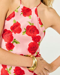 Robe courte à bretelles Selena en soie - Hot Roses