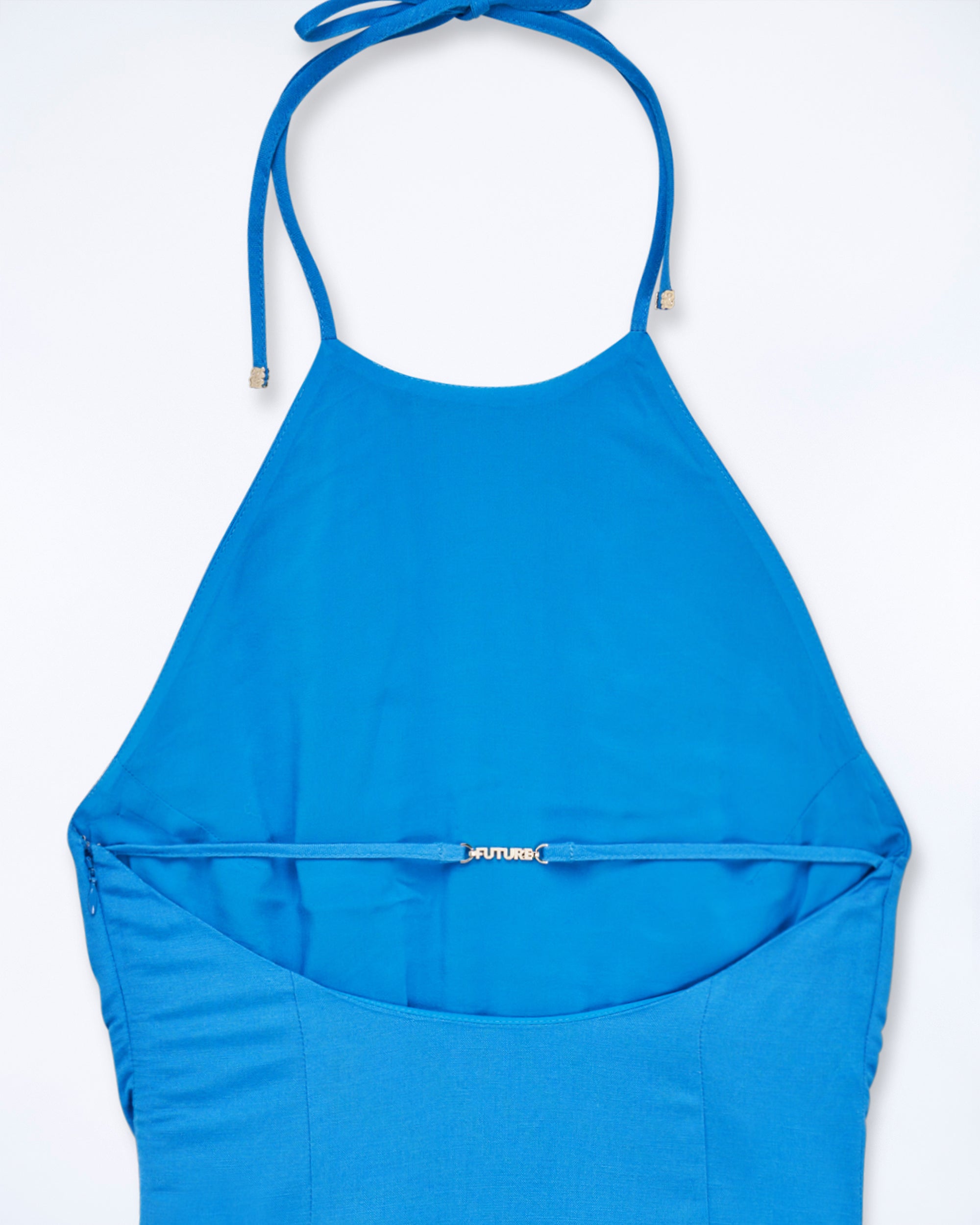 Robe longue à bretelles Josie en lin - Tropical Blue