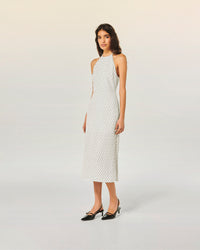 Y. ONLY PORTE / POIS ECRU / NEW / QTY : 6 / Robe Longue Bretelle Josie - Pois Ecru