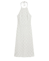 Robe longue à bretelles Josie en lin - Pois Ecru