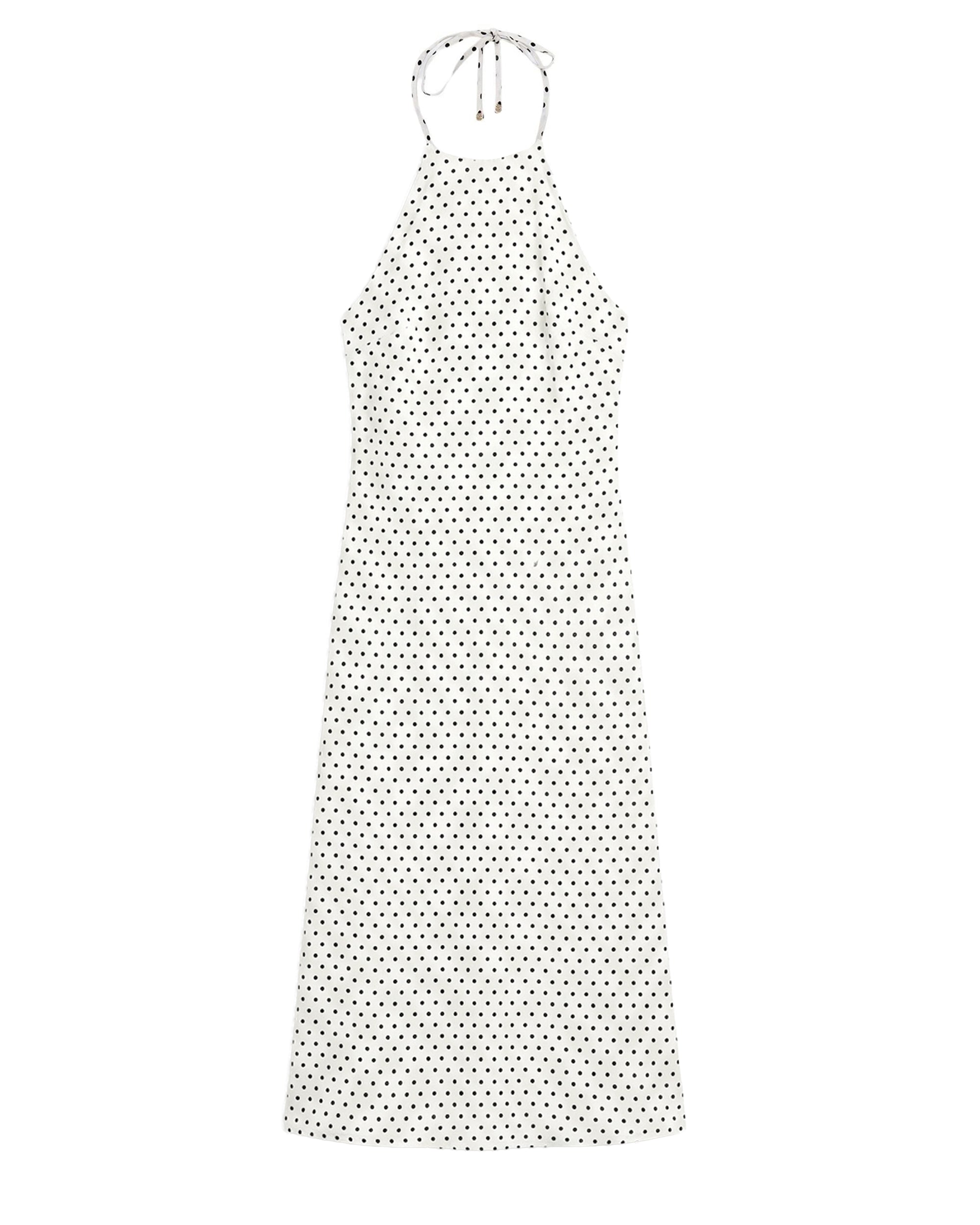 Robe longue à bretelles Josie en lin - Pois Ecru