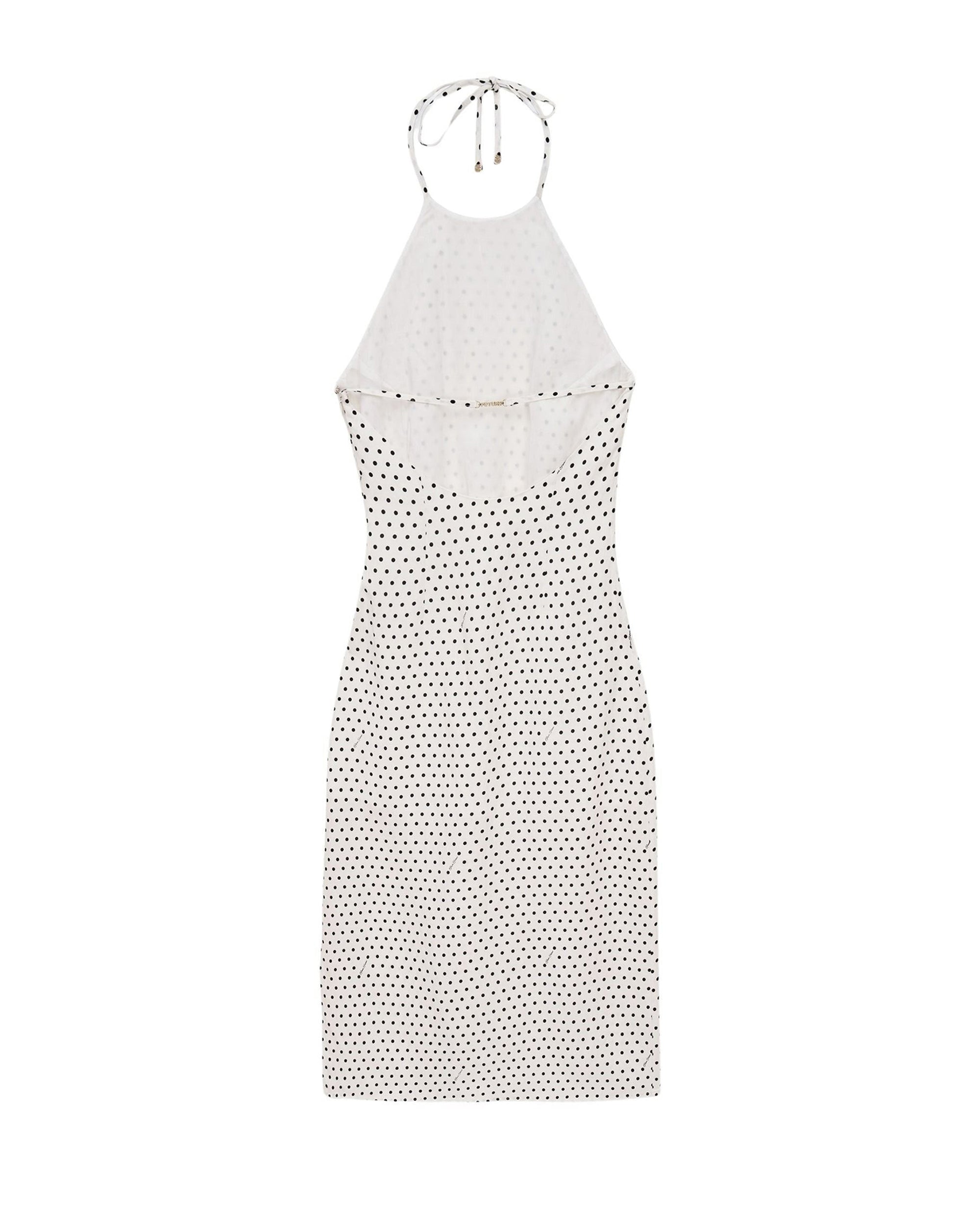 Robe longue à bretelles Josie en lin - Pois Ecru