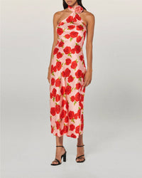 Robe longue asymétrique Sienna en soie - Hot Roses