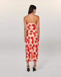 Robe longue asymétrique Sienna en soie - Hot Roses