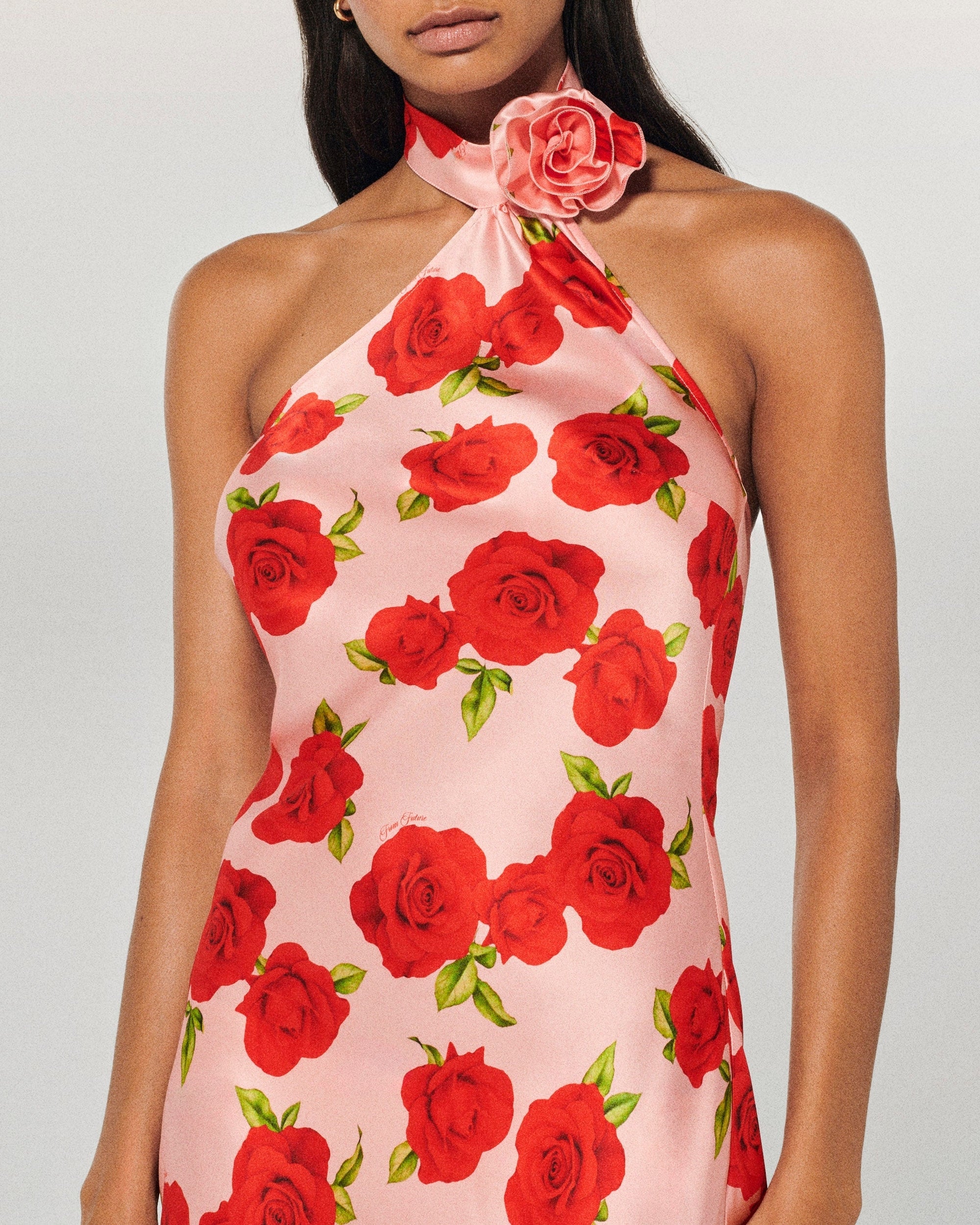 Robe longue asymétrique Sienna en soie - Hot Roses