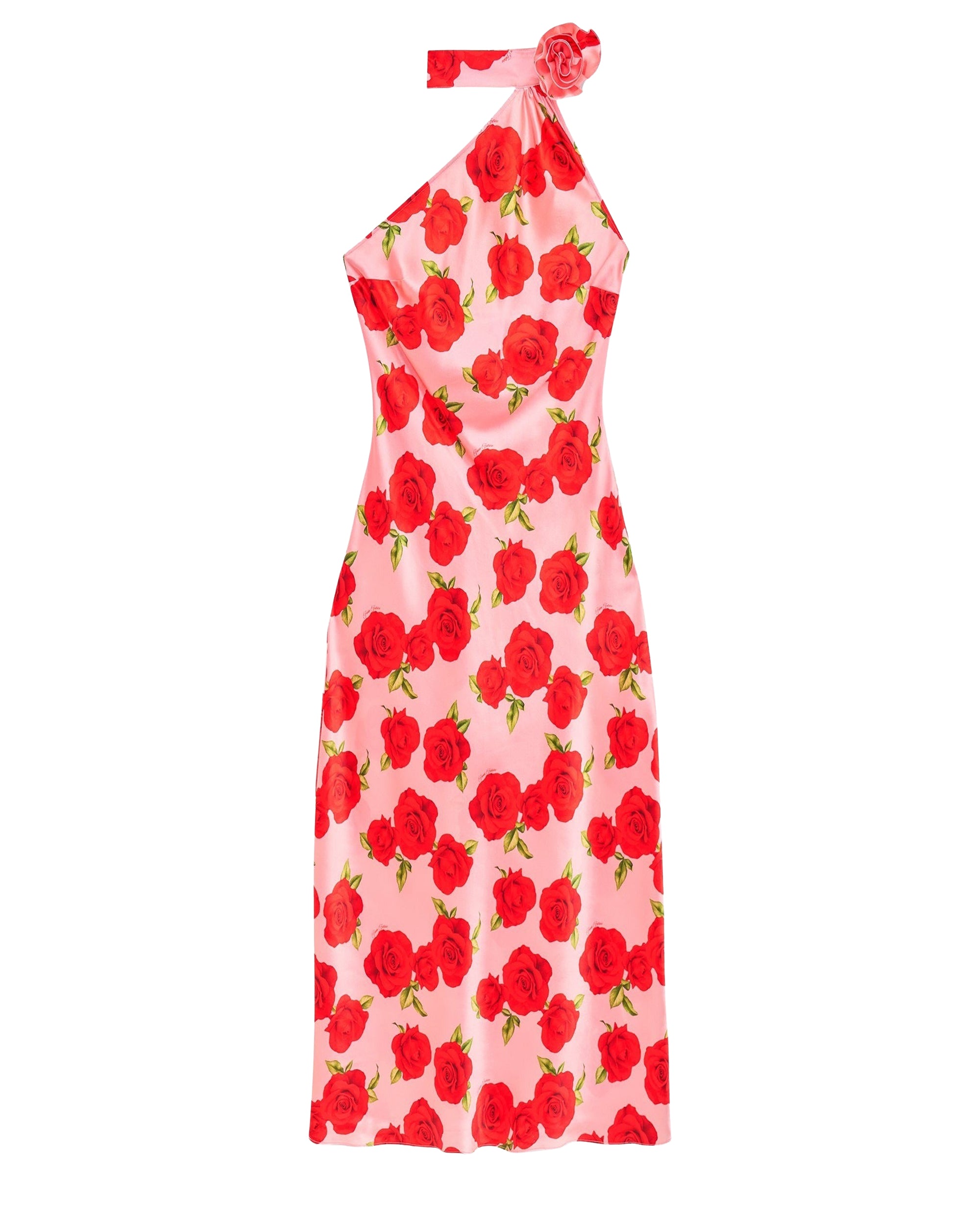Robe longue asymétrique Sienna en soie - Hot Roses