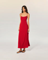 RED / NEW / QTY : 6 / Robe Longue Bretelle Ilona - Red