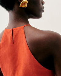 Robe courte à bretelles Betty en lin - Orange